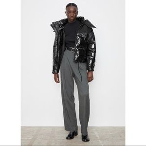 Zara women black combination puffer jacket (fits M-L)